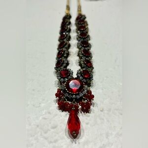 Vintage Indian Red and Gold Tone Necklace